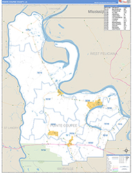 Pointe CoupeeParish (County), LA Wall Map Zip Code Basic Style 2026